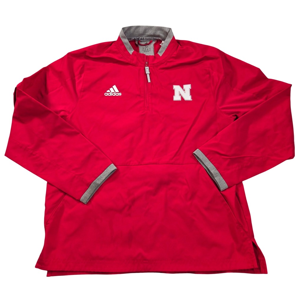 Nebraska Huskers Baseball Quarter Zip Pullover Mens Medium Red Adidas